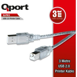 QPORT USB 2.0 3M YAZICI KABLOSU [Adet]