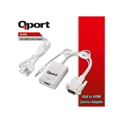 QPORT (Q-VH) VGA TO HDMI CEVIRICI + SES KABLOSU [Adet]