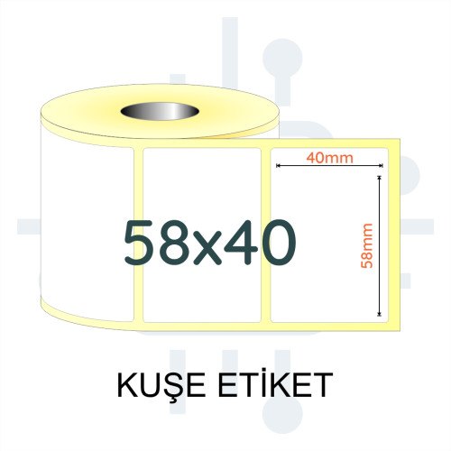58x40 KUŞE ETİKET 1000 SARIM [Adet]