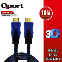 QPORT (Q-HDMI10) ALTIN UCLU 10M HDMI KABLO [Adet]