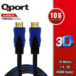 QPORT (Q-HDMI10) ALTIN UCLU 10M HDMI KABLO [Adet]