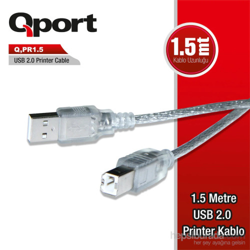 QPORT Q-PR1.5 USB2.0 1.5M YAZICIKABLOSU [Adet]