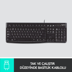 LOGITECH K120 F TR USB KABLOLU KLAVYE SIYAH (920-004163) [Adet]